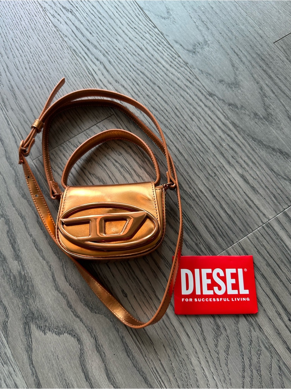 Diesel Metallic 1DR XS Copper Mini Crossbody Bag